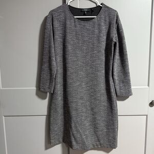 Theory Women 3/4 Sleeve Vinsa Tayci Kangaroo Pocket Shift Knee Dress Gray Small